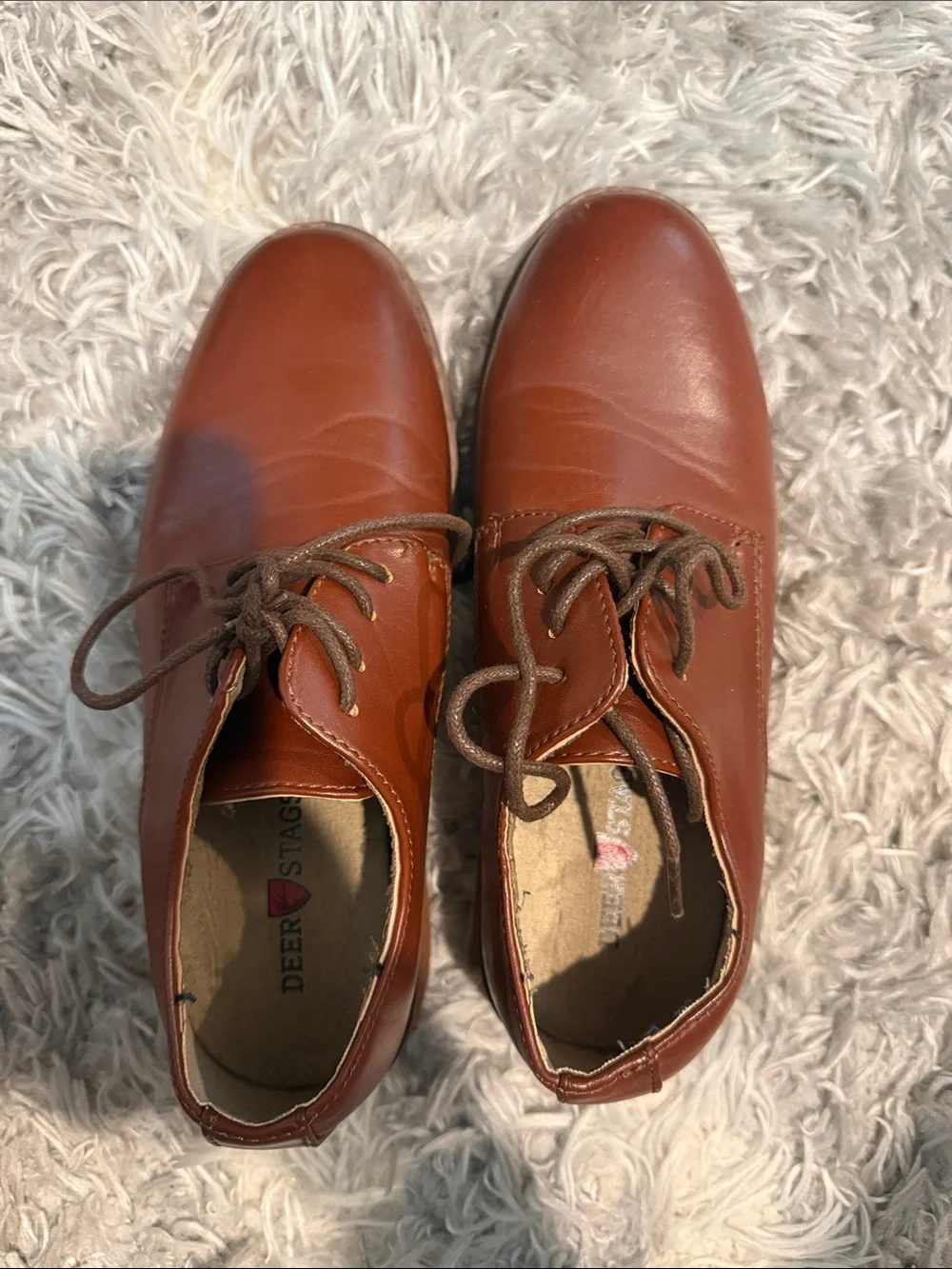 Deer Stags Boys Tan Brown Lace-Up Dress Shoes (14)